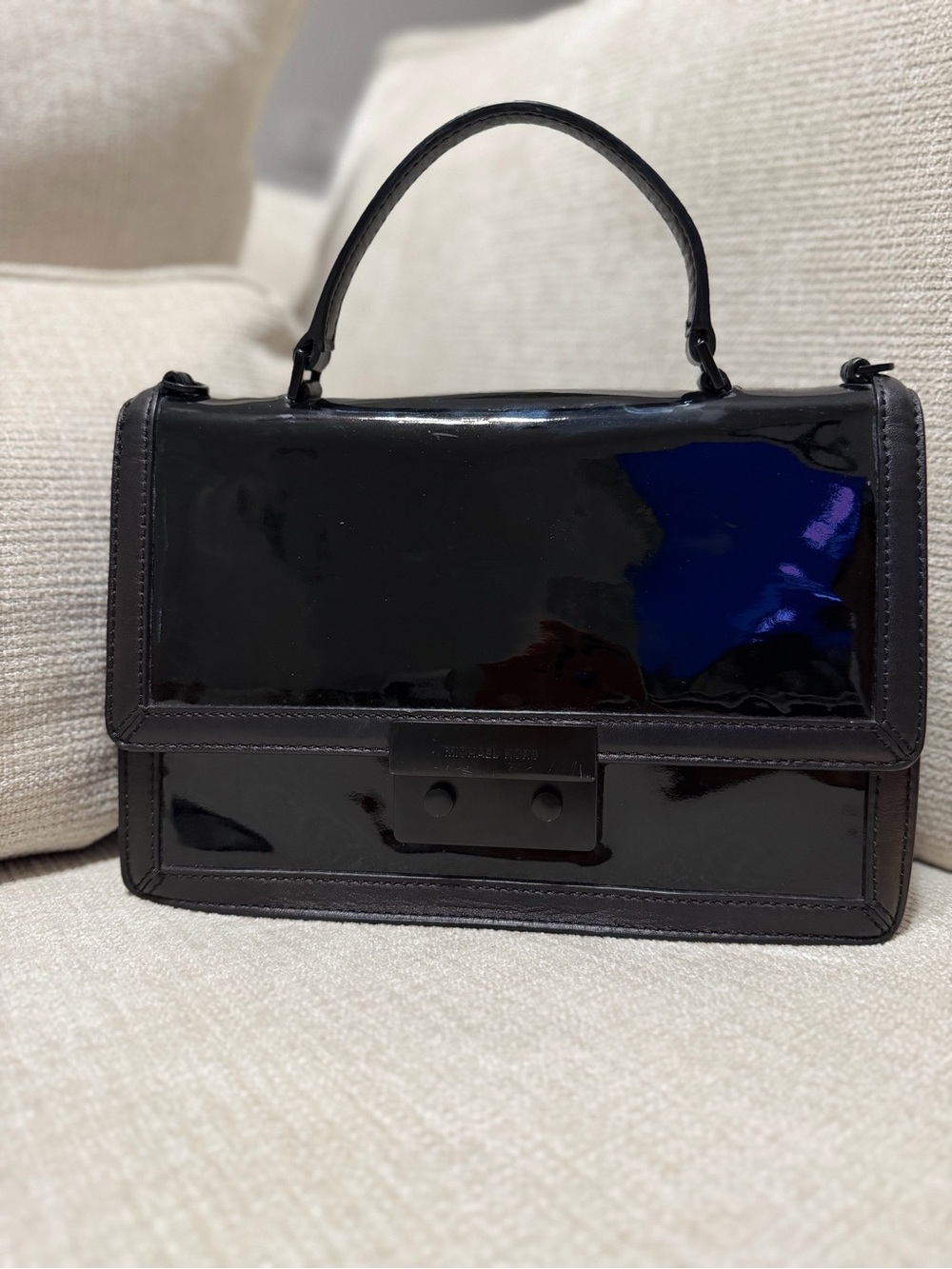 Michael Kors Patent Satchel in Black